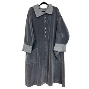 Vintage Barclay Charcoal Gray Organic Cotton Fleece Trim Jacket  Duster USA XL